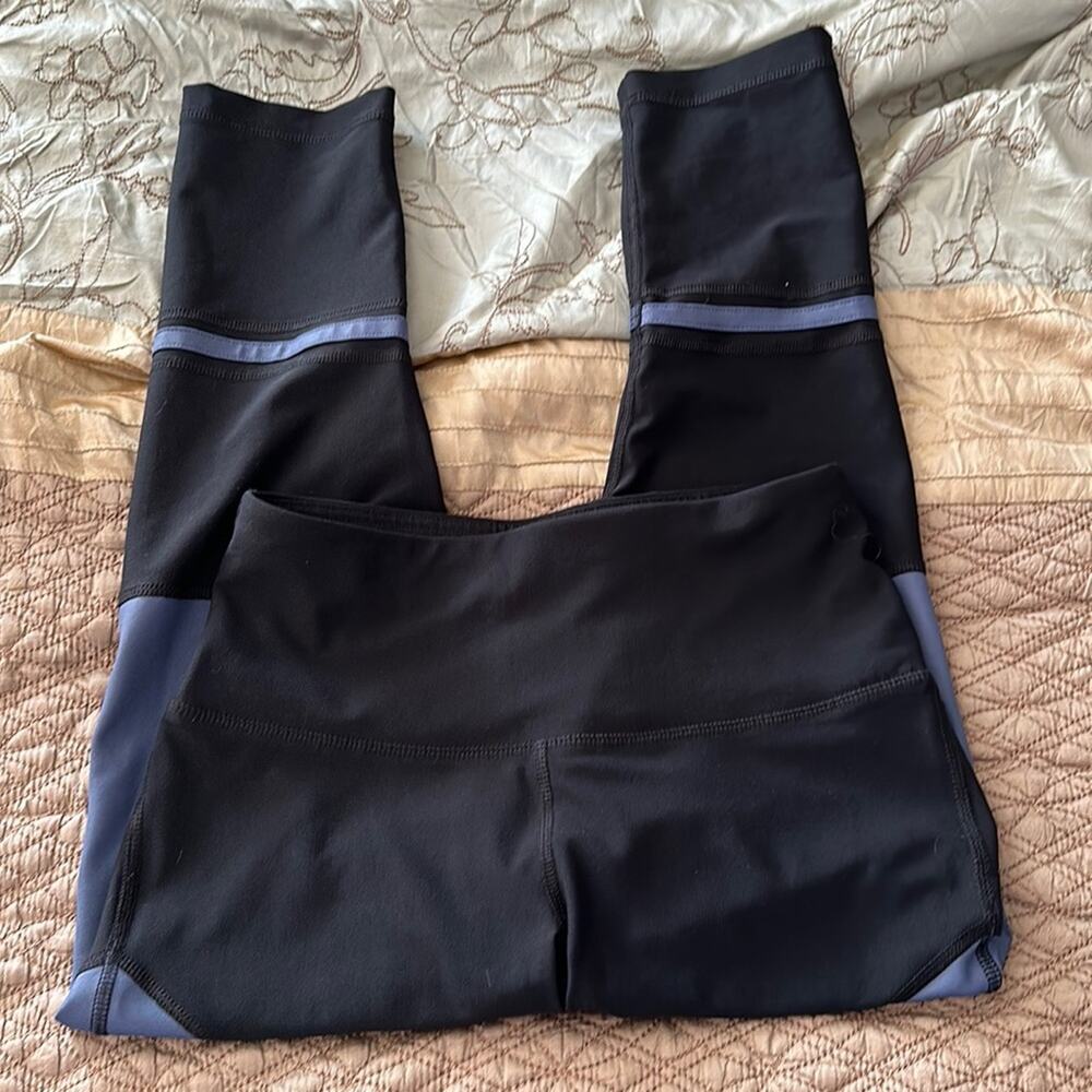 90 Degrees by Reflex | Blue and Black Color Block Leggings Size S